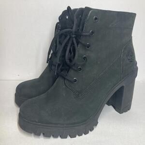 Women’s Size 8.5 Timberland Lana Point 6 Inch Black Nubuck Lace Up Heel Boots